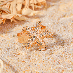 Alloy Starfish Adjustable Rings for Women, Golden, (VY6444)