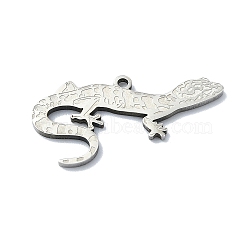 201 Stainless Steel Pendants, Laser Cut, Gecko Charm, Stainless Steel Color, 14x30x1.5mm, Hole: 1.6mm(STAS-R118-12P)