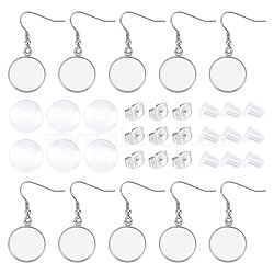 DIY Earring Making Kit, Including Stainless Steel Dangle Earrings Settings, Transparent Glass Cabochons, with Plastic & 201 Stainless Steel Ear Nuts, Stainless Steel Color, 140pcs/box(STAS-DC0002-50)