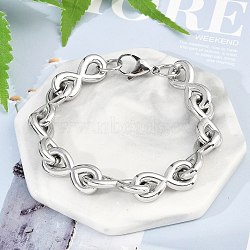 304 Stainless Steel Infinity Link Chain Bracelets for Women Men, Stainless Steel Color, 8-5/8 inch(22cm), Link: 23.5x10x3mm(BJEW-F488-53B-P)