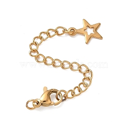 201 Stainless Steel Curb Extender, End Chains with Lobster Claw Clasps and  Charms, Ion Plating(IP), Long-Lasting Plated, Golden, Star, 73mm, pendant: 11x9.5x0.8mm(SA-CBA0FDA-01G-17)