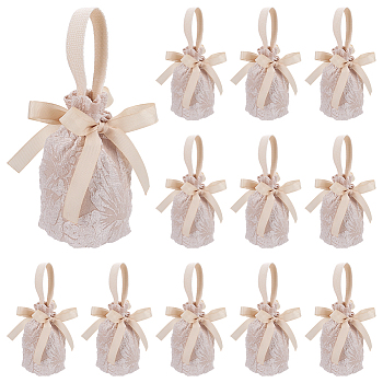 Canvas Cloth Candy Drawstring Pouches with Rope Handle, Beige, 16.5x13x0.4cm