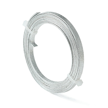 Textured Aluminum Wire, Bendable Metal Craft Wire, Flat Craft Wire, Bezel Strip Wire for Cabochons Jewelry Making, Silver, 5x1mm, about 6.56 Feet(2m)/roll