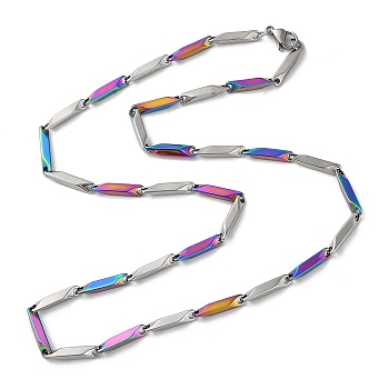 201 Stainless Steel Bar Link Chain Necklaces for Men Women, Rainbow Color, 19.92~20.00 inch(50.6~50.8cm)