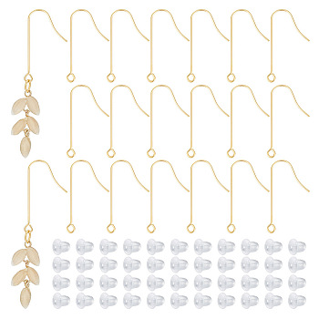 80Pcs 316 Surgical Stainless Steel Earring Hooks, with Vertical Loops & 100Pcs Plastic Ear Nuts, Golden, 28x3mm, Hole: 1.8mm, Pin: 0.7mm
