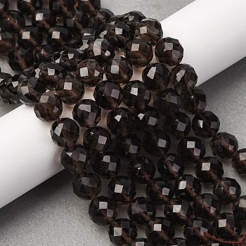 Natural Ice Obsidian Beads Strands, Round, Faceted, 10mm, Hole: 1.2mm, about 39pcs/strand, 15.12''(38.4cm)