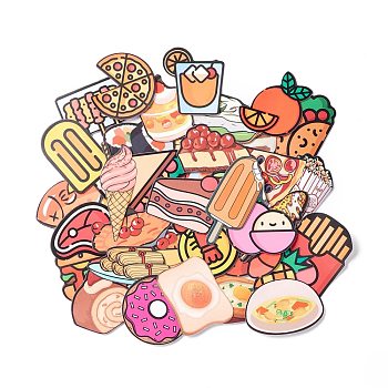 Waterproof Self Adhesive Paper Stickers, for Suitcase, Skateboard, Refrigerator, Helmet, Mobile Phone Shell, Colorful, Food Pattern, 20~50x18~40x0.2mm, about 100pcs/bag