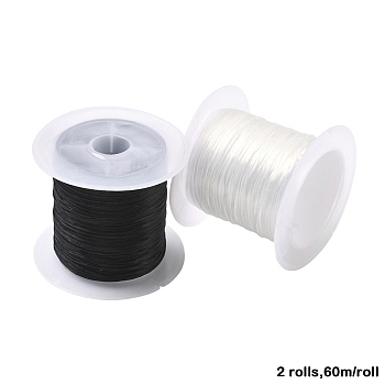 2 Rolls 2 Colors Flat Elastic Crystal String, Elastic Beading Thread, for Stretch Bracelet Making, Mixed Color, 0.8mm, about 65.61 yards(60m)/roll, 1 roll/color