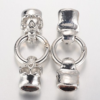 Skull Brass Spring Gate Rings, O Rings, Platinum, 6 Gauge, 58mm