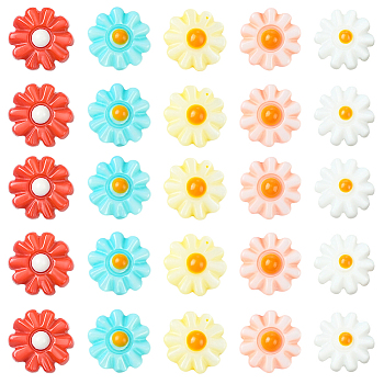 30Pcs Natural Freshwater Shell Beads, with Enamel, Flower, Dyed, Mixed Color, 8x4mm, Hole: 0.8mm