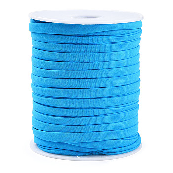 Soft Nylon Cord, Flat, Deep Sky Blue, 5x3mm, about 21.87 yards(20m)/roll