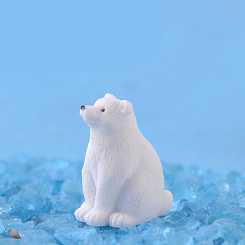 Miniature Sitting Polar Bear Ornaments, Micro Landscape Home Dollhouse Accessories, Pretending Prop Decorations, White, 30x24mm