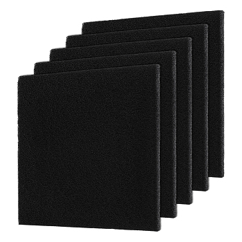Activated Carbon Filter Media Pad, Sponge Foam Sheet for Aquarium, Square, Black, 250x250x10mm