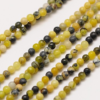 Natural Gemstone Yellow Turquoise(Jasper) Round Beads Strands, 3mm, Hole: 0.8mm, about 126pcs/strand, 16 inch