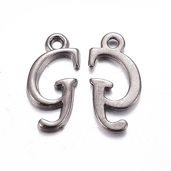 Gunmetal Plated Alloy Letter Pendants, Rack Plating, Letter.G, 17x8x2mm, Hole: 1.5mm