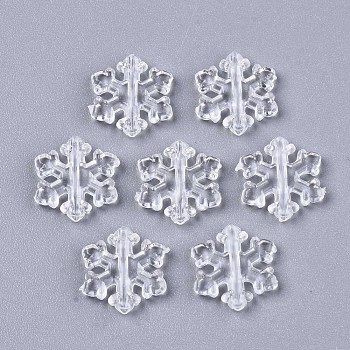 Transparent Acrylic Beads, Snowflake, Clear, 12.5x12x2.5mm, Hole: 1.2mm, about 2500pcs/500g
