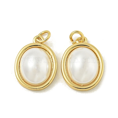 Real 18K Gold Plated White Half Round Brass+Plastic Pendants