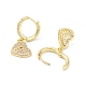 Heart Lock Rack Plating Brass Cubic Zirconia Hoop Earrings(EJEW-K245-17A)-2