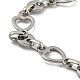 304 Stainless Steel Heart Link Chains Bracelets for Men & Women(BJEW-D042-08P)-2