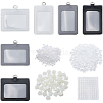 DIY PU Leather Rectangle ID Card Holder Sets, with Resin Cabochon and Acrylic Bead, PVC Round Double Sided Adhesive, Mixed Color, 96~121mm, Hole: 7x7mm(AJEW-FH0007-85)
