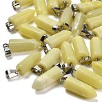 Natural Xiuyan Jade Pendants, with Stainless Steel Color Plated 201 Stainless Steel Snap on Bails, 25.5~26.5x8~9x8~9mm, Hole: 7x4mm(G-Z067-07P-08)