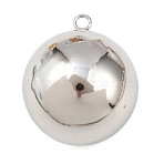 304 Stainless Steel Pendants, Round, Stainless Steel Color, 35x30mm, Hole: 3mm(STAS-C154-10B-P)
