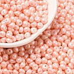 6/0 Glass Seed Beads, Opaque Colours Luster, Teardrop, PeachPuff, 4~5x4~4.5x3~4mm, Hole: 0.8~0.9mm, about 125pcs/10g(X1-SEED-L011-08A-25)