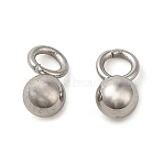 201 Stainless Steel Charms, Ball Charm, Stainless Steel Color, 6x3mm, Hole: 1.6mm(STAS-A093-01A-P-1)