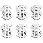 6Pcs Dollar Sign Brass Lapel Pin Backs for Backpack Clothes, Platinum, 19.5x15mm(JEWB-FH0003-06)