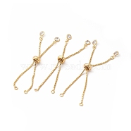 Adjustable Brass Glass Slider Bracelets, Box Chains for Link Bracelet Making, Real 18K Gold Plated, 5-5/8 inch(14.3cm), 1mm(KK-A178-05G)