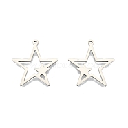 201 Stainless Steel Pendants, Star, Stainless Steel Color, 26x25x1.5mm, Hole: 1.4mm(STAS-N098-107P)
