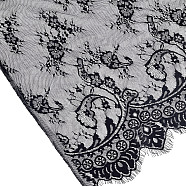 Flower Pattern Polyester Lace Fabric, Clothing Accessories, Black, 300x110x0.01cm(DIY-WH0496-28B)