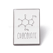 Molecular Structure and Word Chocolate Enamel Pin, Rectangle Alloy Badge for Teachers' Day, Gunmetal, White, 30.5x21.5x1.5mm, Pin: 1mm(JEWB-H008-24B)
