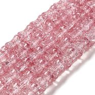 Transparent Crackle Glass Beads Strands, Bamboo Joint, Pale Violet Red, 8x10.5mm, Hole: 1.7mm, about 38pcs/strand, 15.35''(39cm)(GLAA-D025-01I)