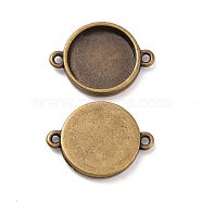 Tibetan Style Alloy Cabochon Connector Settings, Cadmium Free & Nickel Free & Lead Free, Flat Round, Antique Bronze, Tray: 15mm, 25x18x3mm, Hole: 2mm(MLF11386Y-NF)