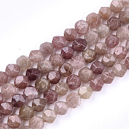 Natural Strawberry Quartz Beads Strands, Faceted, Star Cut Round Beads, 9~10x9~10x9~10mm, Hole: 1mm, about 37pcs/strand, 14.5 inch(G-T121-06A)