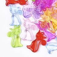 Transparent Acrylic Kitten Pendants, Cartoon Cat Shape, Mixed Color, 41x26x6.5mm, Hole: 2.5mm, about 184pcs/500g(TACR-S133-032)
