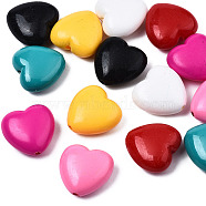 Opaque Acrylic Beads, Heart, Mixed Color, 17x18x8.5mm, Hole: 1.6mm(X-SACR-N006-04)