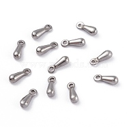 304 Stainless Steel Charms, Chain Extender Teardrop, Stainless Steel Color, 7.5x2.5x2.3mm, Hole: 1mm(STAS-G029-1)