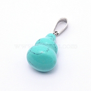 Synthetic Turquoise Pendants, with Platinum Plated Brass Bails, Gourd, 22.5x13mm, Hole: 4x7.5mm(G-WH0006-22H)