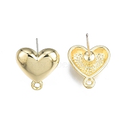 Alloy Stud Earring Findings, with Horizontal Loops and 304 Stainless Steel Pins, Heart, Cadmium Free & Nickel Free & Lead Free, Light Gold, 13x12mm, Hole: 1.2mm, Pin: 0.7mm(PALLOY-N150-86LG)