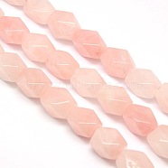 Natural Rose Quartz Faceted Rhombus Beads Strands, 18x13x12mm, Hole: 1mm, about 22pcs/strand, 15.74 inch(G-L235A-01)