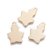 304 Stainless Steel Pendants, Star, Golden, 18x13x0.6~0.7mm, Hole: 1.4mm(STAS-F192-041G)