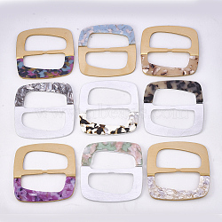 Aluminum & Cellulose Acetate(Resin) Buckles, Rectangle, Mixed Color, 69x67.5x4.5~5mm, Hole: 49x23mm(ALUM-S016-09)