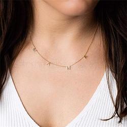 Stylish 925 Silver MAMA Letter Link Chain Necklaces for Mother's Day Gift, Golden, 15.75 inch(40cm)(ON4578-4)