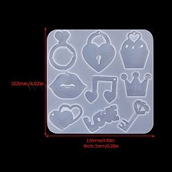 Food Grade DIY Silicone Pendant Molds, Decoration Making, Resin Casting Molds, For UV Resin, Epoxy Resin Jewelry Making, Square, White, Heart, 102x104x5mm(PW-WG93845-01)