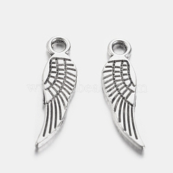 Tibetan Style Alloy Wing Charms, Lead Free & Cadmium Free, Antique Silver, 17x5x1mm, Hole: 2mm, about 2530pcs/1000g(TIBEP-3344-AS-RS)