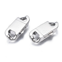 304 Stainless Steel Box Clasps, Oval, Stainless Steel Color, 28x15x5.5mm, Hole: 4X5.5mm(STAS-S080-03A-P)