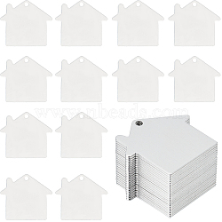 25Pcs Pet Aluminium Pendants, Stamping Blank Tag, House, Silver, 35x38x1mm, Hole: 3mm(ALUM-SC0001-07)