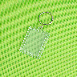 Acrylic Photo Frame Keychain, with Iron Split Key Rings, Rectangle, Clear, 5.6cm(ZXFQ-PW0001-037J)